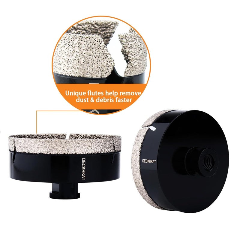 DECKRKAT Store 4-1/4" Diamond Hole Saw, 110mm Tile Hole Saw Drill Bit Diamond Tipped for Granite Marble Ceramic Glass Porcelain Quartz Tiles Stones Countertop, Core Drill Bits with 5/8-11 Thread for Angle Grinders. - Image 5